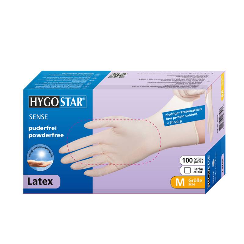 Latex gloves SENSE M, powderfree, 100 pcs