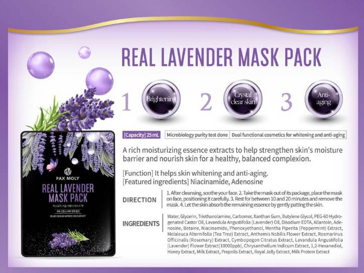  PAX MOLY face mask with lavender extract